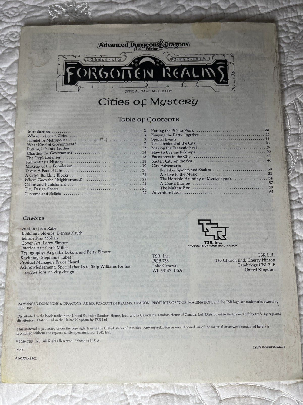 AD&D Forgotten Realms Second Edition City of Mystery Campaign Guide Only
